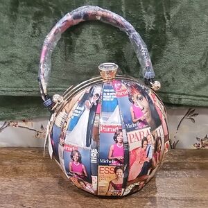 Michele Multicolor Magazine Print Mini Bag